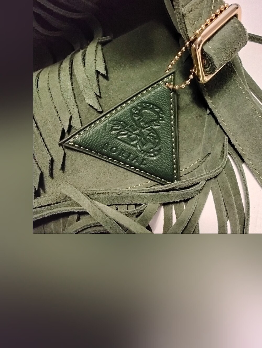 Sorial Olive Green Suede Fringe Crossbody Shoulder Bag - Picture 2 of 7
